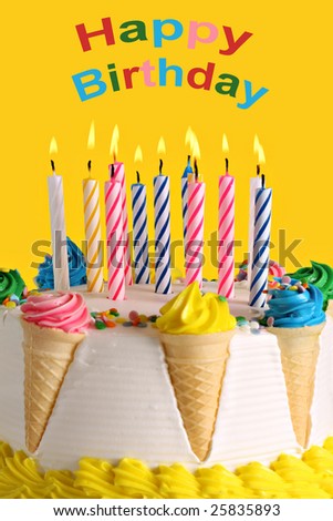 Birthday Cake  Candles on Birthday Cake With Lots Of Candles  Stock Photo 25835893