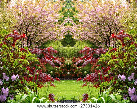 Springtime secret garden composite.