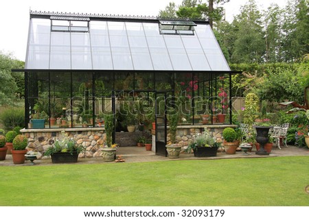 Beautiful glass green house.