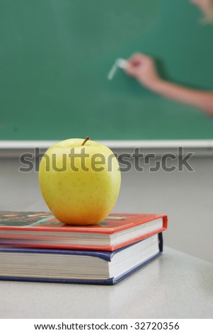 stock photo : Books and apple,