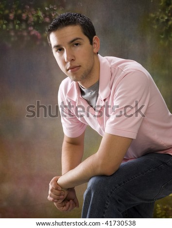 Young Man In Pink Shirt