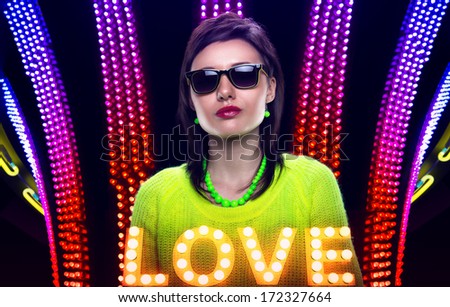 Attractive young woman on a bright background. Valentine\'s Day. Feast of St. Valentine.