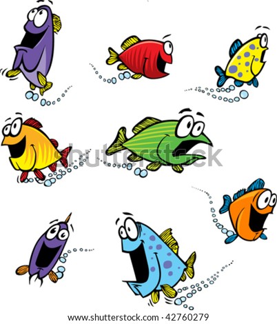 fishes cartoon pictures. of colorful cartoon fish.