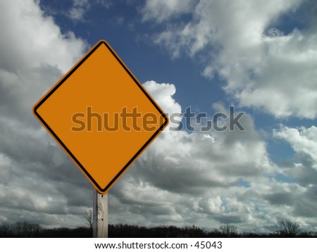 Blank sign with clouds
