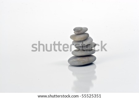Pile of white stones in balance with nature