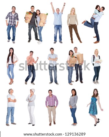 Happy Casual People Photos. Isolated On White Background