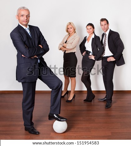 Strong professional competitive business team of four people