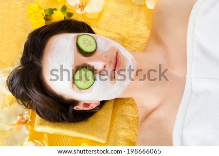 Directly above shot of woman with face in beauty spa