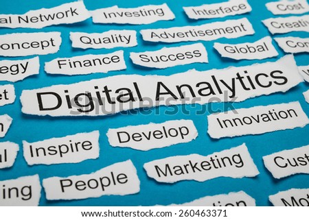 Word Digital Analytics On Piece Of Paper Salient Among Other Related Keywords