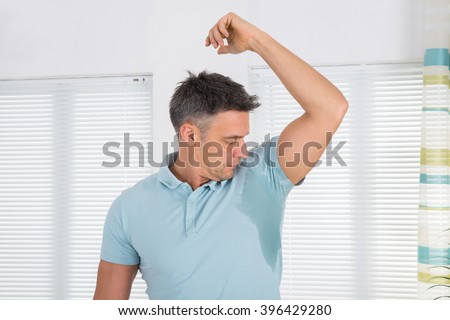 Mature Man Notices His Sweat Under Armpit