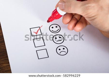 Tick Placed In Excellent Checkbox On Customer Service Satisfaction Survey Form