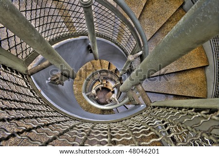 persperctive view of a spiral stair in metal
