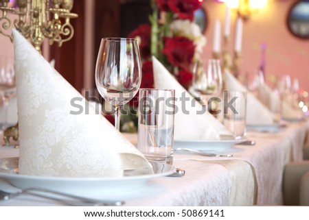 stock photo Beautiful and Luxurious Wedding Table Setting