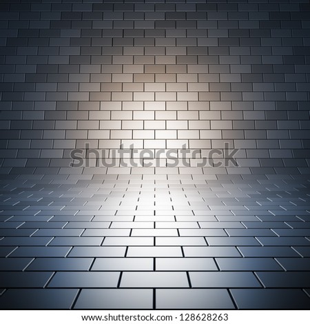 Paving empty surface. A 3d illustration blank template of empty tile place with light.