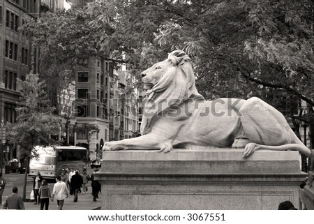 New York public library logo (symbol) - LION, Manhattan, New york, America, United States of America