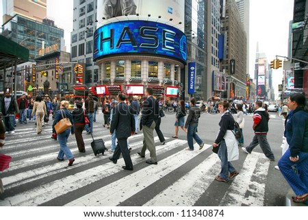 Business people rushing on the street, Manhattan,New York, Times Square