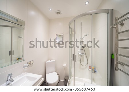 Modern Interior of a bath room in the private house.