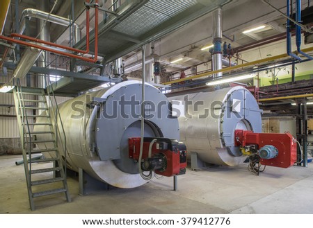 Boiler station. Boiler room. Engine room. Technical equipment.