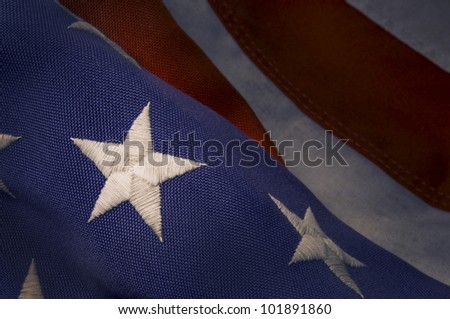 Closeup of a star stitched on an America Flag