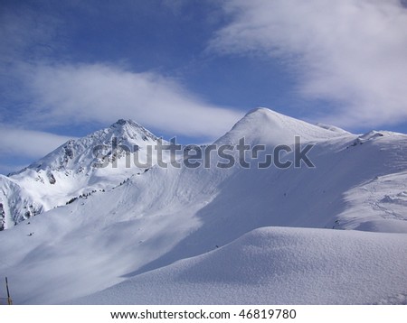 Sun mountain and snow in tirol
