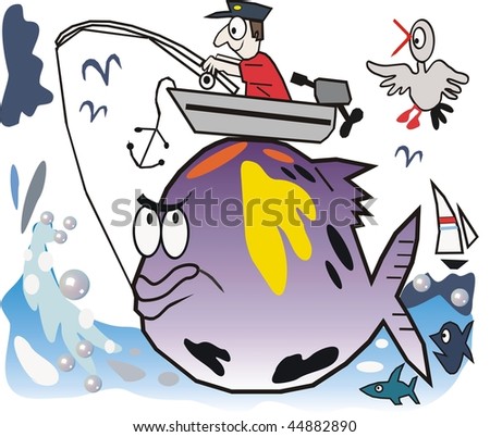 Cartoon of fisherman with