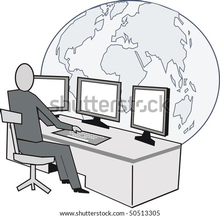 office desk cartoon. stock vector : Cartoon of