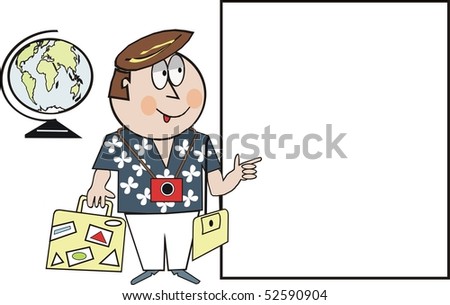 Happy Tourist Cartoon