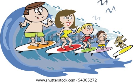 Cartoon Surfing Waves