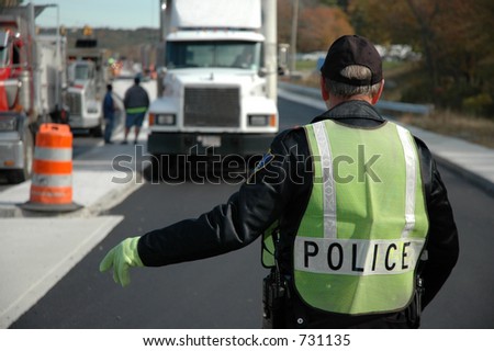 Policeman directing traffic