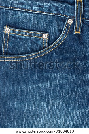 close up up of fancy washed  blue jeans  pocket