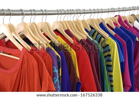 Fashion clothing hanging on hangers