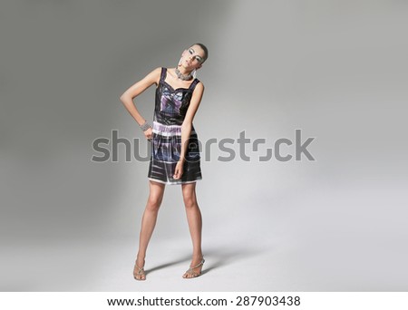 Full body portrait of young beautiful girl posing , Fashion photo
