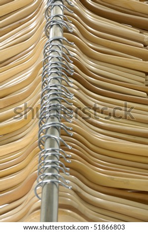 Top view Row of wood coat hanger background