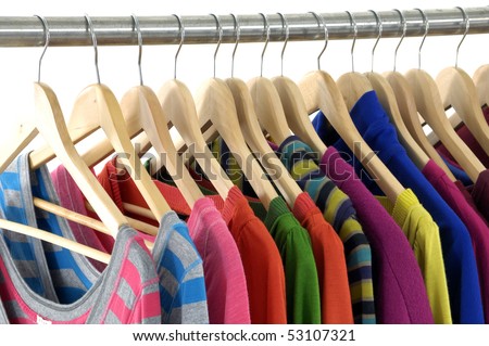 Row of fashion colorful shirt rack