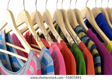 colorful shirt rack on white