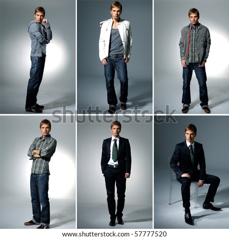 stock photo : Collage of the male on light background