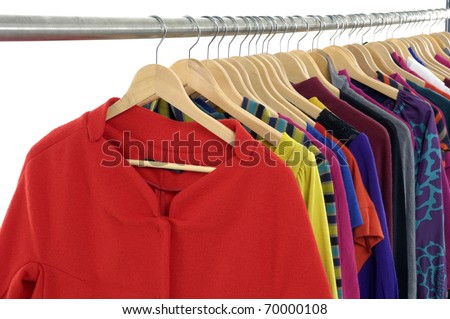 Fashion clothing hanging on hangers