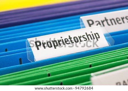 A proprietorship type of business entity filed  in a folder