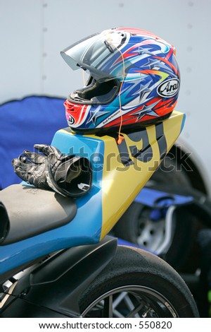 Motorcycle racing helmet still life