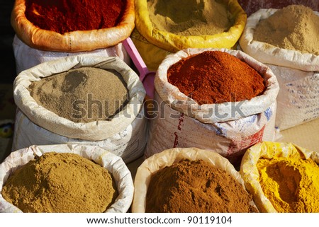 Spices in Marrakesh, Morocco, Africa, old Medina