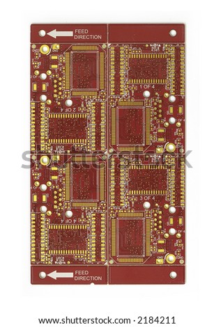 Computer circuit boards against white background