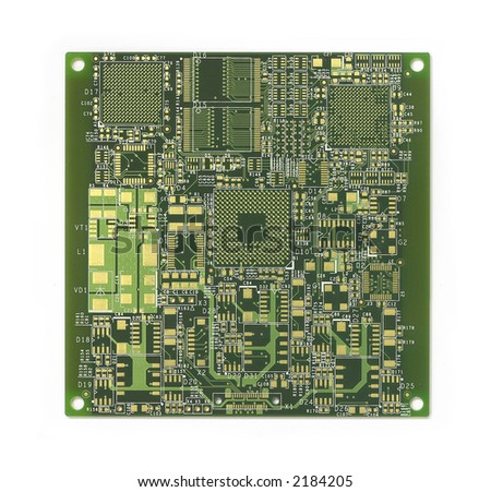 Computer circuit boards against white background