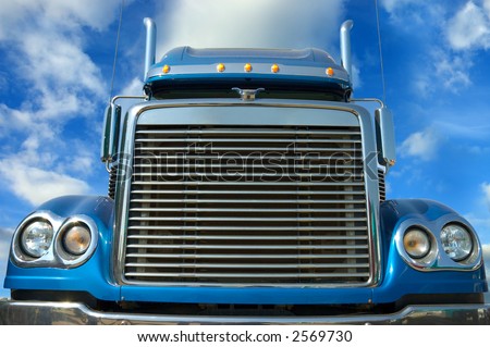 stock photo American truck Vivid under sunlight