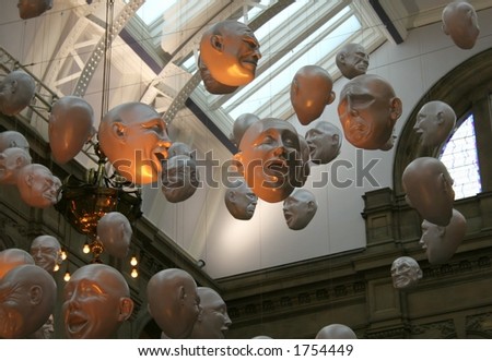 Masks in Kelvingrove museum in Glasgow