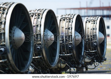 Boeing B-1 Lancer engines on the flightline.