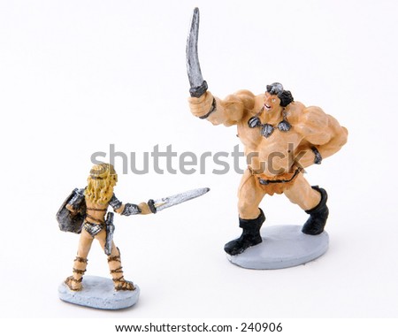 Role playing miniatures isolated on a white background