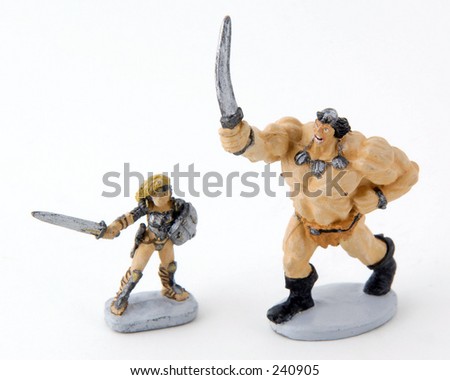Role playing miniatures isolated on a white background