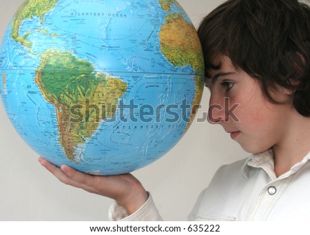Boy holding the globe