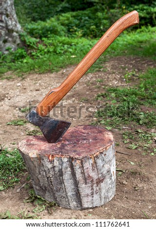 Ax in log for cutting meat