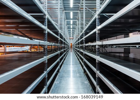 Interior Of The New And Modern Warehouse Space In A Well Lit Large Room
